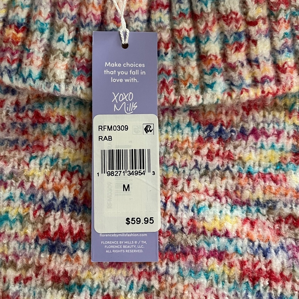 New! Florence by Mills Multicolor Cropped Sweater Women’s Size Medium - Picture 13 of 14